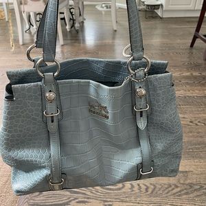 COACH light blue snakeskin leather purse with silver hardware